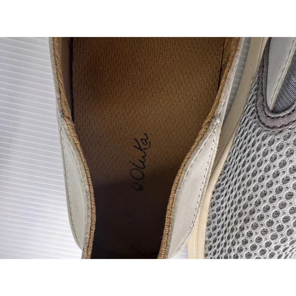 Olukai Womens Pehuea Mesh Slip On Sneakers Grey Casual Shoes Size 9